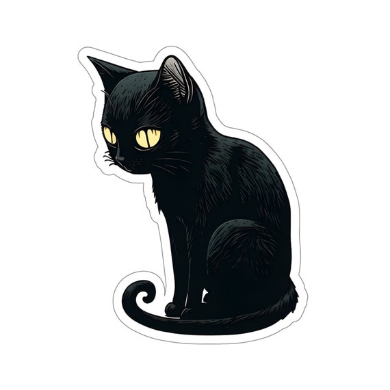 Simple Black Cat Sticker, HQ2, Black Cat, Cute, Adorable, Illustration,  Kitty Cat, Gift for Kids, Gift for Cat Lover, Kitten, Gift for Kids 