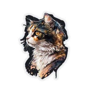 Pretty Calico Kitty Cat, #2, Cat, Soft, Furry, Fluffy, Fuzzy, Cute, Sticker, Kitty cat, pretty kitty, gift for cat lovers, gift for kids