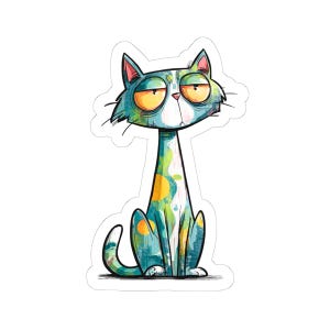 Pegatina de gato grafiti GCat4, pegatinas para niños, divertidas calcomanías para laptop, un regalo ideal para amantes de los gatos, pegatinas de dibujos animados, pegatina de gato grafiti