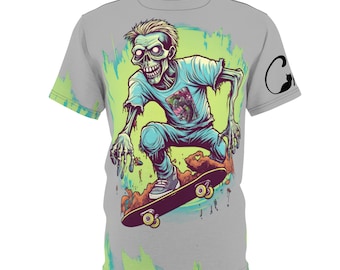 Retro Zombie Skater Graphic Tee, RZT3, retro, skateboard, skate gear, gift for skaters, gift for horror fan, zombie lover, 80's, 90's, rebel