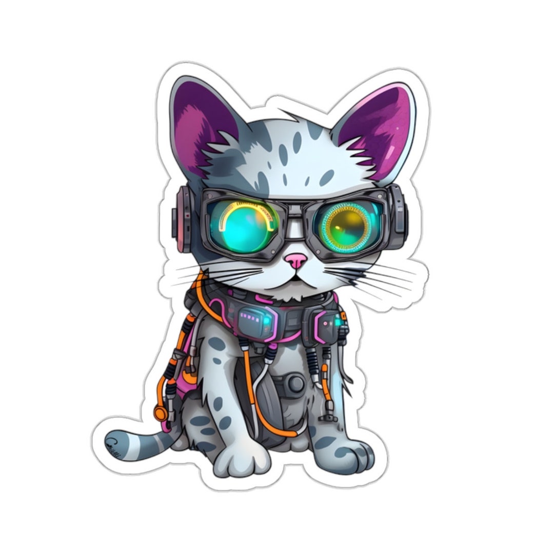Cyberpunk Kitty Cat Sticker: Futuristic Hi-tech Vinyl - Etsy