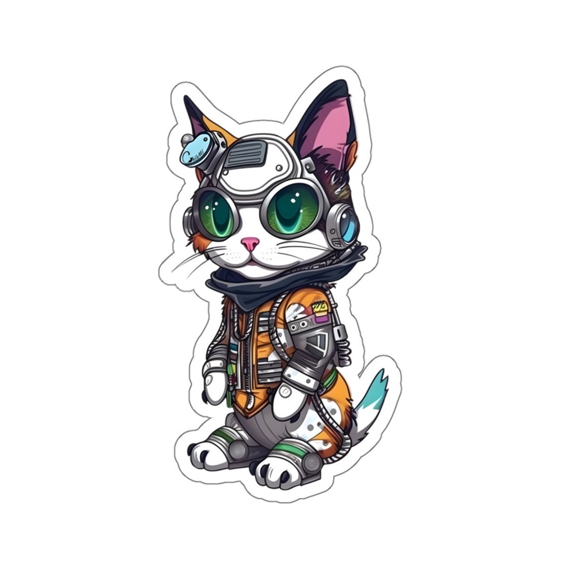 Cyberpunk Kitty Cat Sticker: Futuristic Hi-tech Vinyl - Etsy
