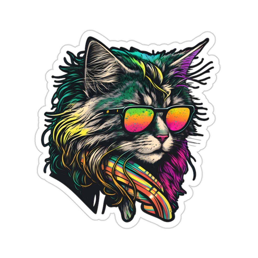 80's Cat Stickers, HQ8, Retro, Kitty Cat, Cartoon, Gift for Cat Lover ...
