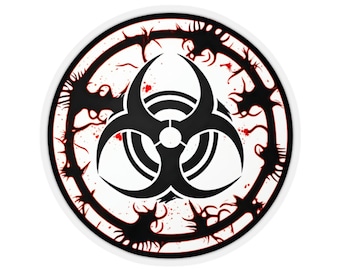Biohazard Symbol Sticker, B10, hazardous, danger sticker, beware, creepy, spooky, logo, Kiss-Cut Stickers