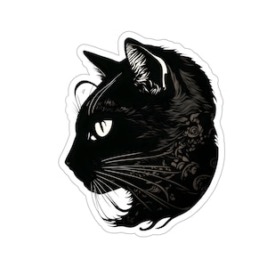 Black Cat Face Sticker: Decorative Vinyl Decal