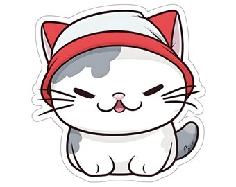 Cats in Hats, H4, gift for cat lovers, cute cats, kitty cat sticker, hat lovers, rainbow colors, adorable cat sticker, Kiss-Cut Stickers