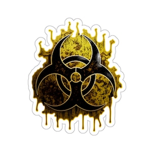 Biohazard Symbol Sticker, B8, hazardous, danger sticker, beware, creepy, spooky, logo, Kiss-Cut Stickers