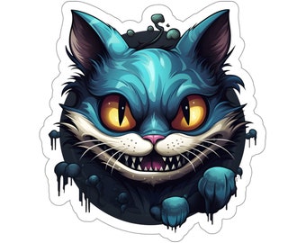Spooky Halloween Kitty Cat Sticker: Creepy Vinyl Decal