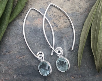 Aquamarine Earrings Sterling Silver, March Birthstone, Handmade Earrings & Jewellery