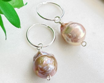 Handmade Sterling Silver Baroque Pearl Earrings