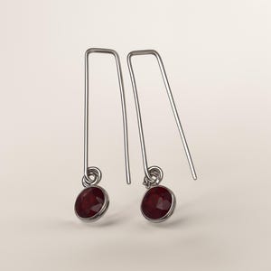 Ruby Earrings Sterling Silver Handmade Longer Drop Earrings July Birthday Gift July Birthstone Gift For Her