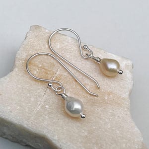 Pearl Drop Earrings Sterling Silver June Birthstone Gift For Her Baroque Freshwater Pearl Petite Earrings Handmade Real Pearl Jewellery