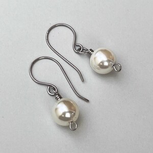 Titanium Pearl Earrings, Handmade Hypoallergenic Jewellery For Sensitive Ears