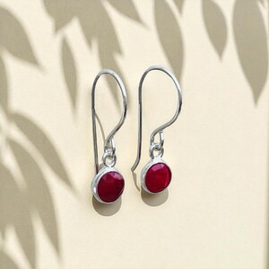 Ruby Earrings Sterling Silver Handmade Drop Earrings July Birthday Gift July Birthstone Gift For Her