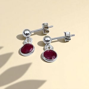 Ruby Stud Earrings Sterling Silver Handmade Charm Drop Earrings July Birthday Gift July Birthstone Gift For Her