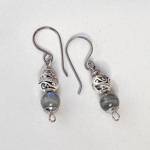 Titanium Drop Earrings Labradorite Totally Handmade Hypoallergenic Jewellery