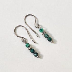 Emerald Drop Earrings, Titanium Green Emerald Gemstone Handmade, May Birthstone Hypoallergenic Jewellery