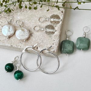 4 Pairs Earring Charms For Hoops, Top Quality Hoop Earrings, Gemstone & Pearl Charms