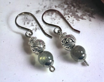 Titanium Drop Earrings Labradorite Totally Handmade Hypoallergenic Jewellery