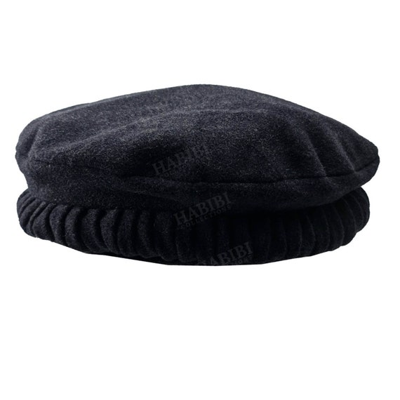 Men's Afghani Wool Skull Cap Grey Hat 