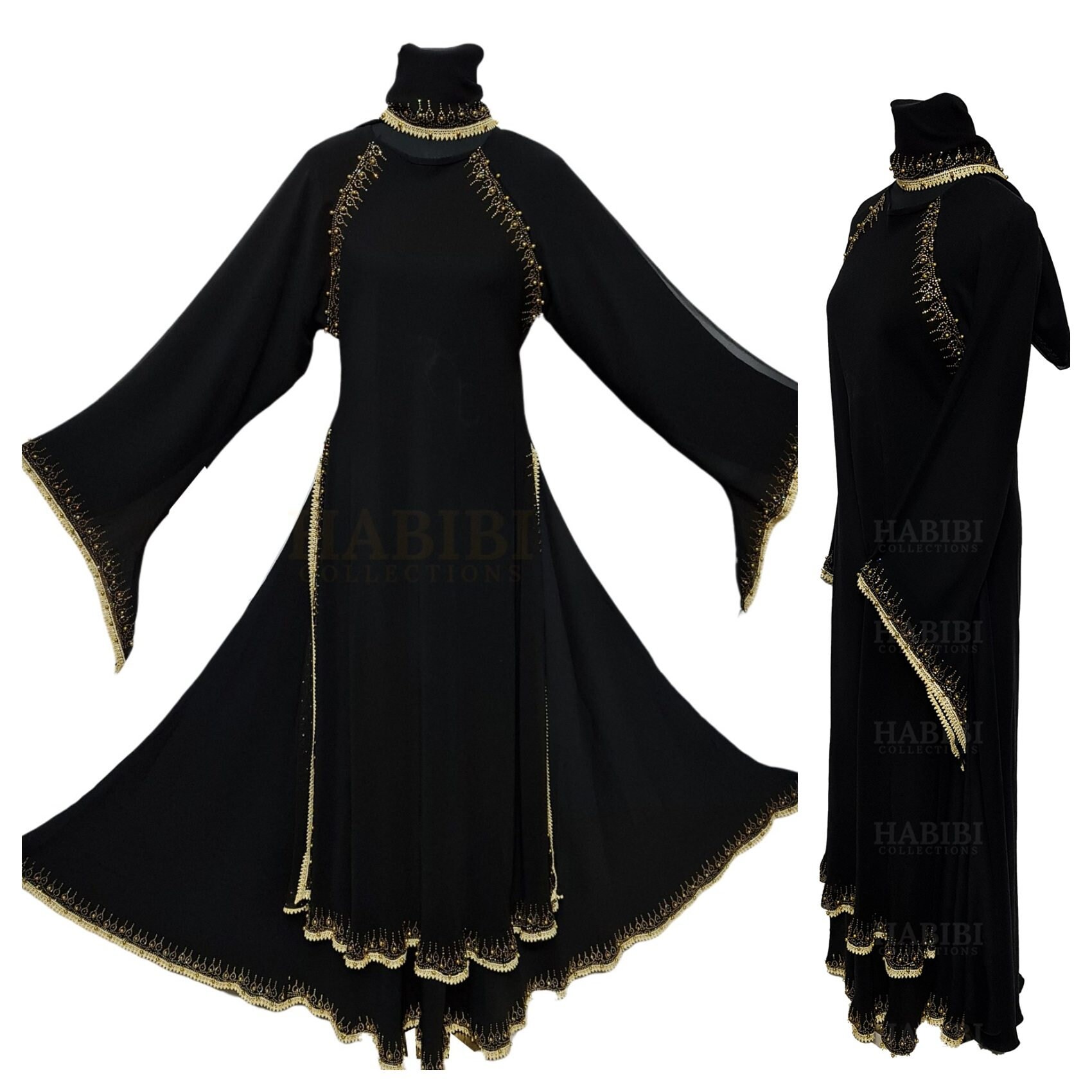 Women's Black Umbrella Luxury Neda Abaya Burka Jilbab Etsy
