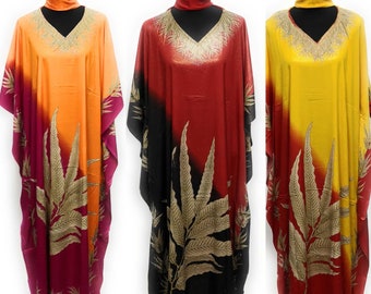 Women's Loose Fit Kaftan & Scarf  Tunic Holiday Dress Beach Cover Up Dubai Kaftan