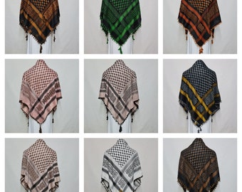 Sciarpa per la testa araba unisex in molti colori grigio verde nero avvolgente Arafat Keffiyeh Yashmagh