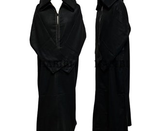 Moroccan Black Wool Blend Long Sleeves Hooded Thobe Djellaba