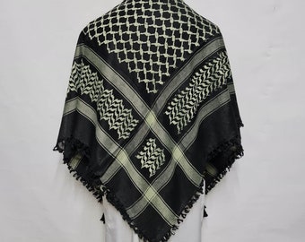 Foulard unisexe noir vert arabe Wrap Arafat Keffieh Yashmagh