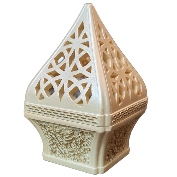Cream Colour Ceramic Incense Bakhoor Burner, Arabic Letters Burner High Quality Magnetic Top