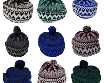 Muslim Kufi Haji Turkish Winter Prayer Hat, Skull Cap Topi Men's Woolen Bubble