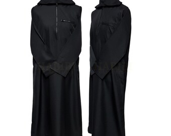 Moroccan Hooded Long Sleeve Thobe Djelleba Black