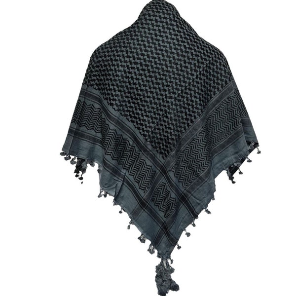 Unisex Shemagh Grey 100% Cotton Arab Head Scarf Wrap Arafat Keffiyeh Yashmagh