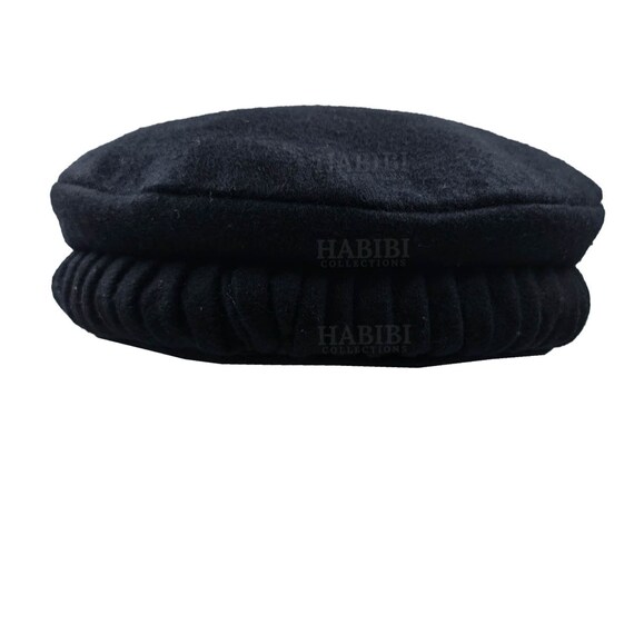 Men's Afghani Wool Skull Cap Black Hat 