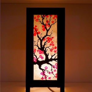 Lámpara japonesa Linterna Cerezo Flor Roja Sakura Lámpara, Lámpara de estilo japonés, Lámpara Zen Lámpara de mesita de noche Lámpara japonesa para decoración del hogar del dormitorio imagen 10