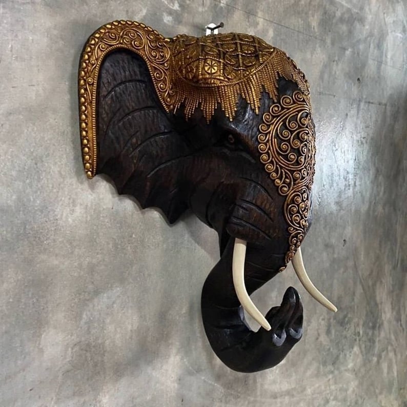 Elephant Head Wall Art Fathers Day Gift Hanging Statue Faux Etsy
