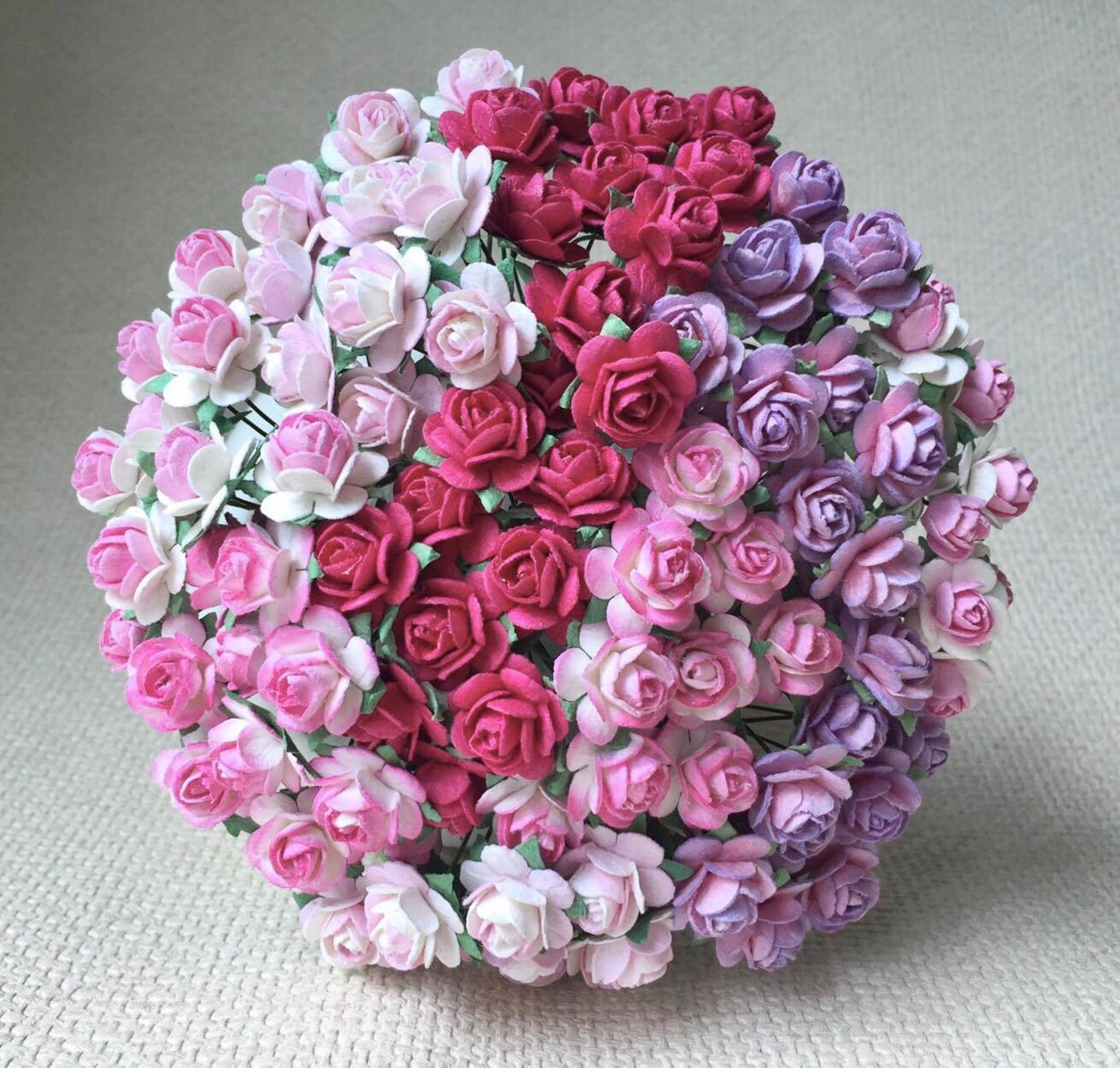 100-pcs-mini-paper-flowers-mini-paper-roses-pink-tone-etsy