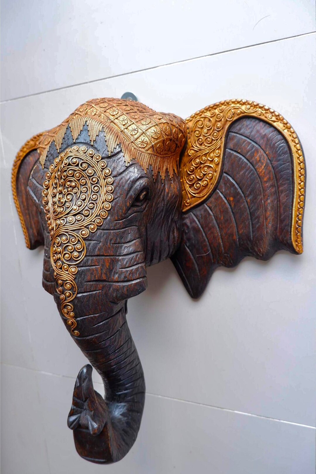 Elephant Head Wall Art, Father's Day Gift, Hanging Statue, Faux ...