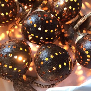 10 Balls Hanging Lamp Made of Coconut Shell Bedroom Lamp Light Coconut Wooden Garden Handmade image 6