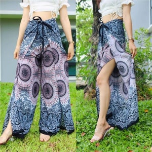 Sarouel Femme Mandala Imprimer Yoga Pantalon/ Boho Pantalon Hippie Pantalon Thai Pantalon Festival/ Baggy Boho Pantalon/ Méditation Pantalon/ Plage Pantalon Gris