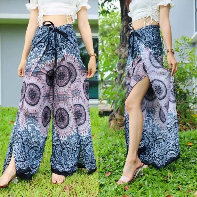 Sarouel Femme Mandala Imprimer Yoga Pantalon/ Boho Pantalon Hippie Pantalon Thai Pantalon Festival/ Baggy Boho Pantalon/ Méditation Pantalon/ Plage Pantalon Gris