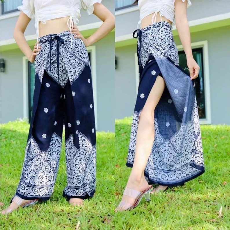 Thai Pants/ Harem Pants Women Mandala Print/ Yoga Pants/ Bohemian Pants Hippie Pants/ Baggy Boho Pants/ Meditation Pants/ Beach Pants Black