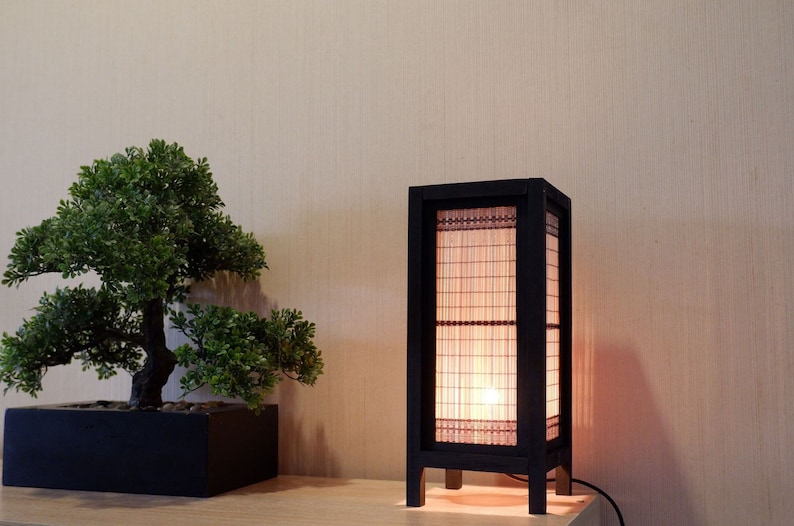 Japanese Lamp Bamboo Wooden Lamp Handmade Japanese Style, Zen Lamp Bedside Table Lamp Japanese For Bedroom/ Decoration Home zdjęcie 7