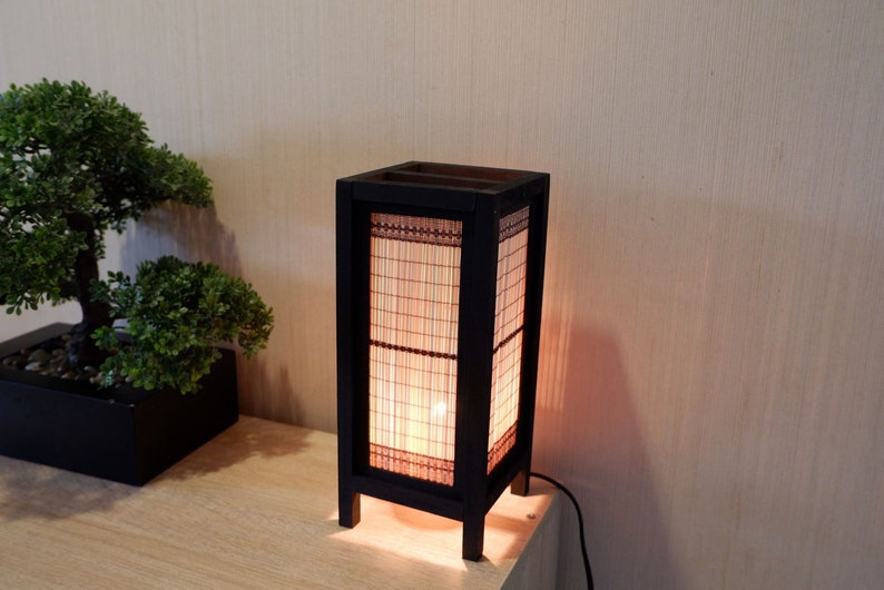Japanese Lamp Bamboo Wooden Lamp Handmade Japanese Style, Zen Lamp Bedside Table Lamp Japanese For Bedroom/ Decoration Home zdjęcie 8