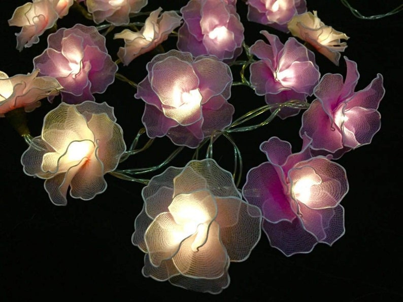 20 Pink String Lights Carnation Flower Fairy Lights Bedroom Etsy
