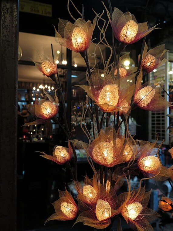 White Natural Luffa Lamp Artificial Flower Lights for Etsy