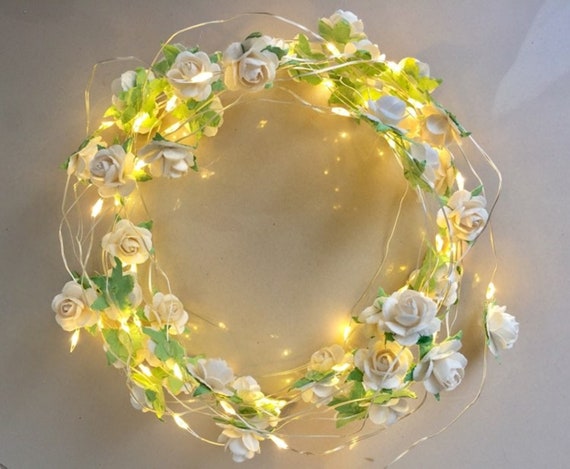 Flower String Lights Fairy White Rose String Lights 15ft 50 LED