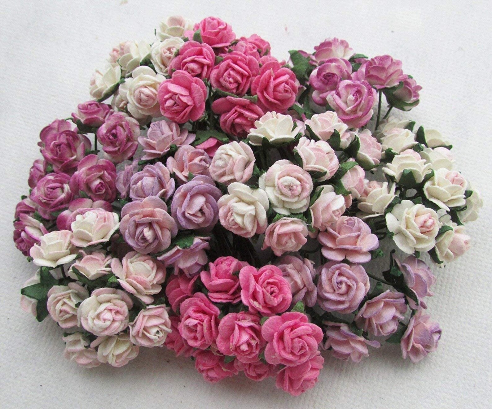 100 Pcs Mini Paper Flowers Mini Paper Roses Pink Tone Etsy