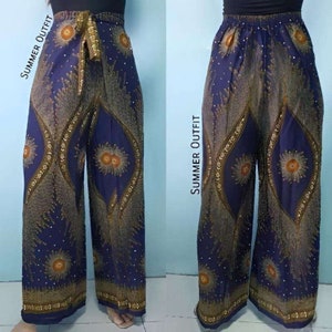 Thai Pants/ Harem Pants Women Mandala Print/ Yoga Pants/ Bohemian Pants Hippie Pants/ Baggy Boho Pants/ Meditation Pants/ Beach Pants Navy blue