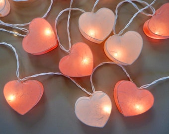 Herz-Lichterkette, weiß/rosa, Valentinslampe, Lichterkette für Schlafzimmer, Wandbehang, Hochzeit, Valentinstagsgeschenke (Plug-in)